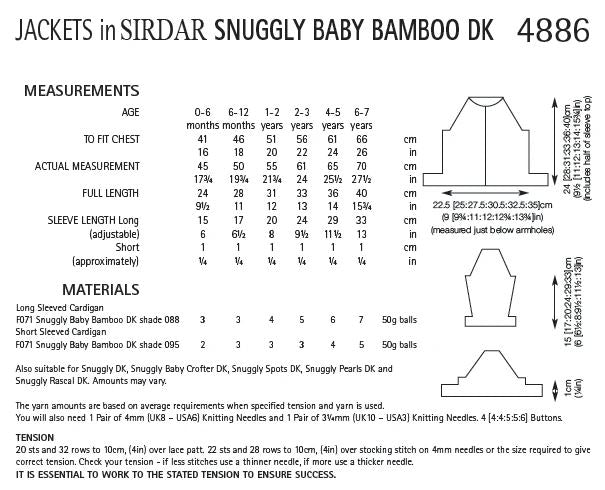 Sirdar 4886 Jackets in Snuggly Baby Bamboo DK (PDF) Knit in a Box