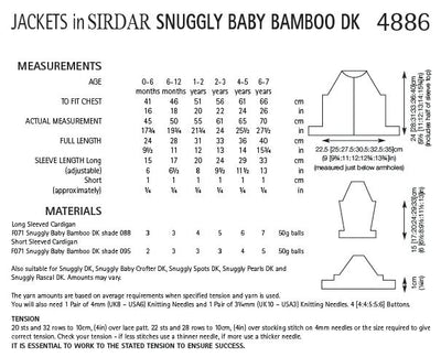Sirdar 4886 Jackets in Snuggly Baby Bamboo DK (PDF) Knit in a Box