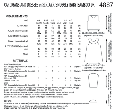 Sirdar 4887 Cardigans and Dresses in Snuggly Baby Bamboo DK (PDF) Knit in a Box