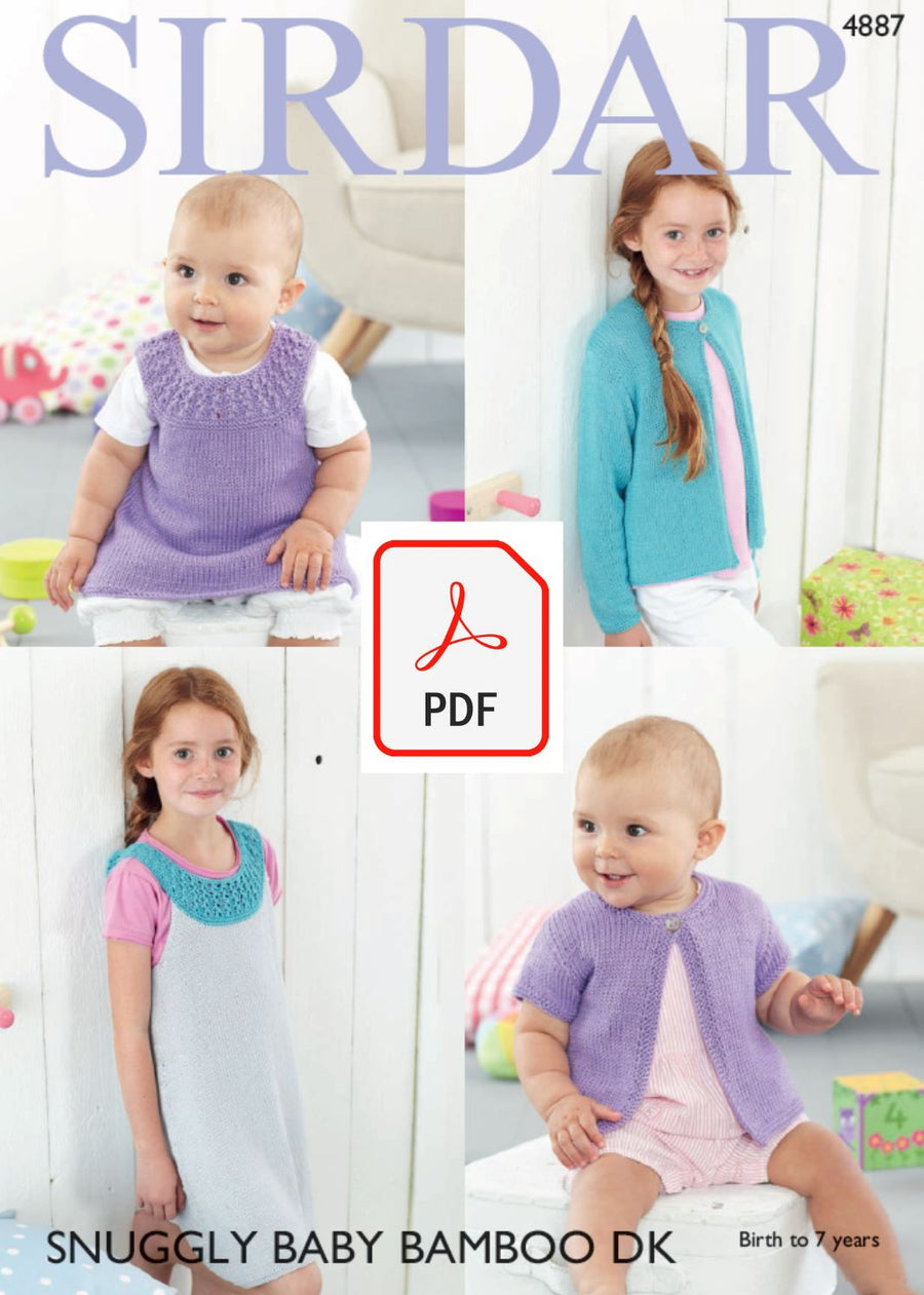 Sirdar 4887 Cardigans and Dresses in Snuggly Baby Bamboo DK (PDF) Knit in a Box 