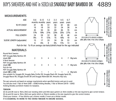 Sirdar 4889 Boy´s Sweaters and Hat in Snuggly Baby Bamboo DK (PDF) Knit in a Box