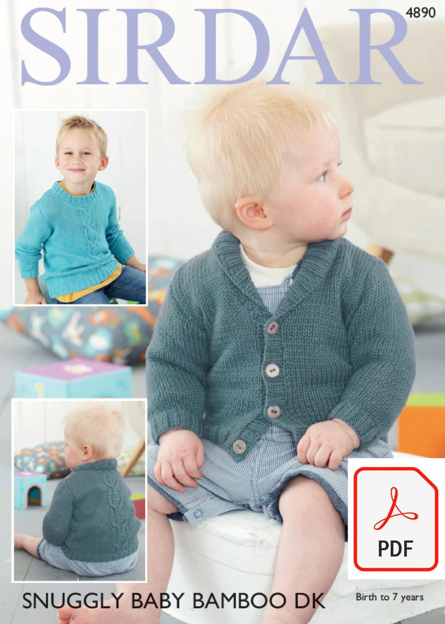 Sirdar 4890 Sweater and Cardigan in Snuggly Baby Bamboo DK (PDF) Knit in a Box 