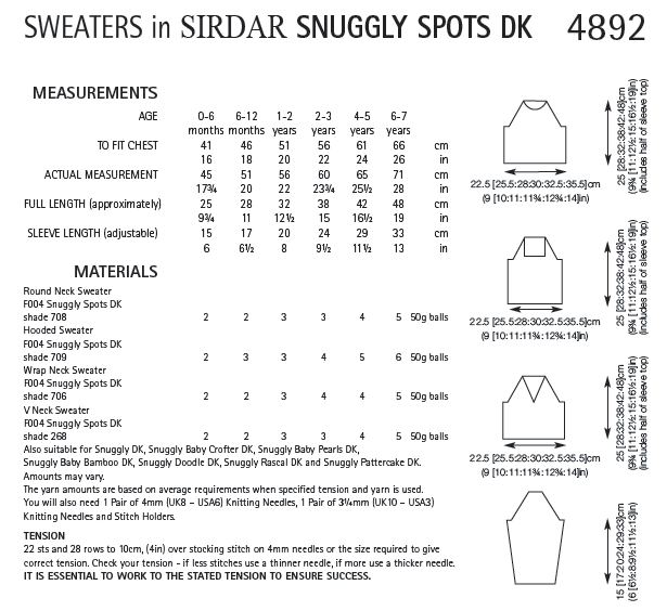 Sirdar 4892 Sweaters in Snuggly Spots DK (PDF) Knit in a Box
