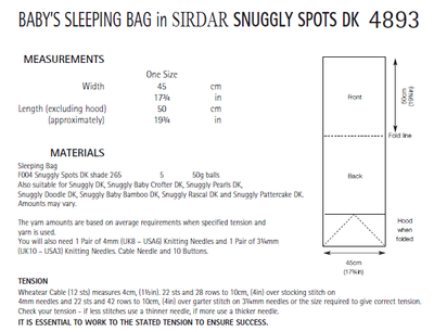 Sirdar 4893 Baby´s Sleeping Bag in Snuggly Spots DK (PDF) Knit in a Box