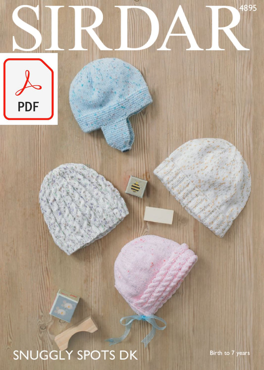 Sirdar 4895 Hats in Snuggly Spots DK (PDF) Knit in a Box 