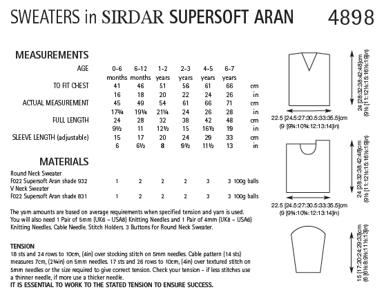 Sirdar 4898 Sweaters in Supersoft Aran (PDF) Knit in a Box