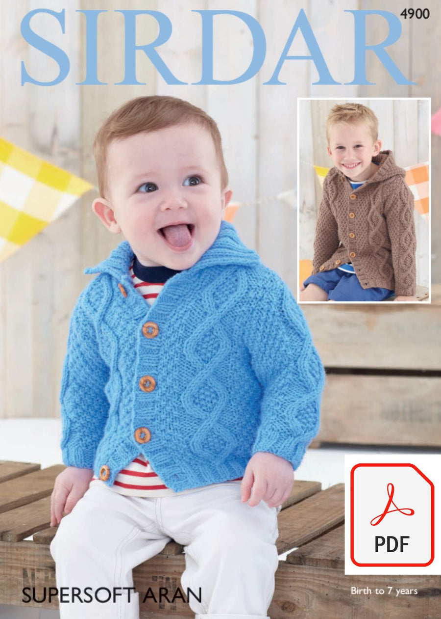 Sirdar 4900 Baby Boy´s and Boy´s Cardigan in Supersoft Aran (PDF) Knit in a Box 
