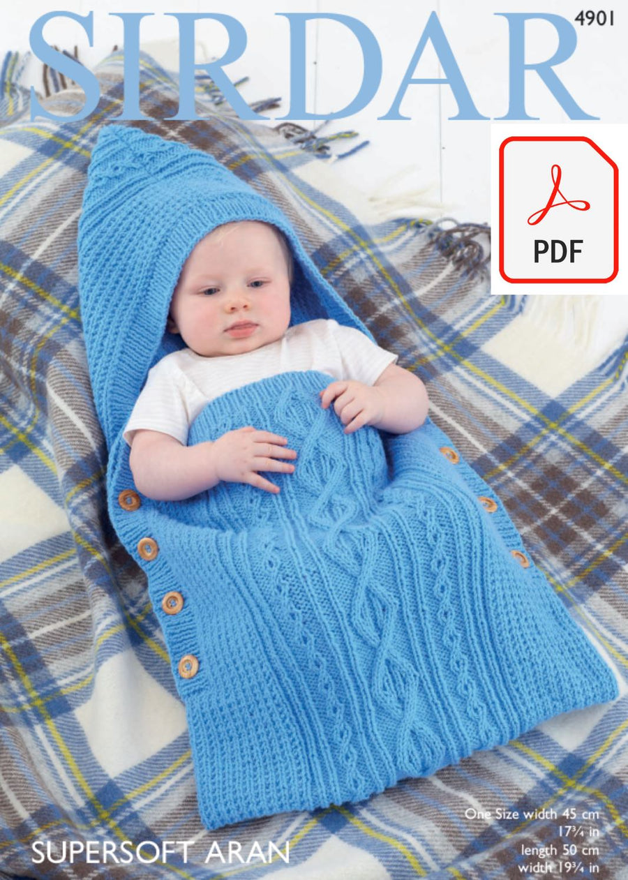 Sirdar 4901 Baby´s Sleeping Bag in Supersoft Aran (PDF) Knit in a Box 