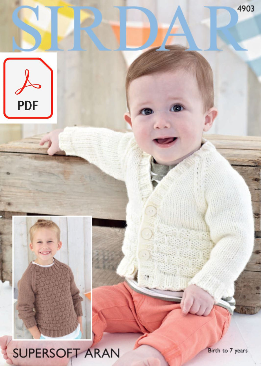 Sirdar 4903 Boy´s Cardigan and Sweater in Supersoft Aran (PDF) Knit in a Box 