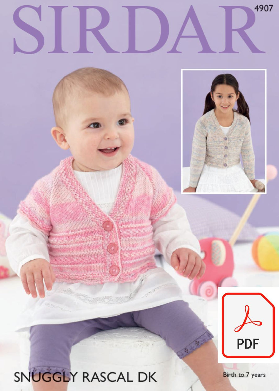 Sirdar 4907 Cardigans in Snuggly Rascal DK (PDF) Knit in a Box 