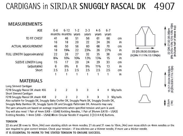 Sirdar 4907 Cardigans in Snuggly Rascal DK (PDF) Knit in a Box