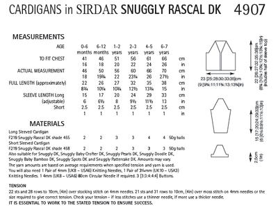 Sirdar 4907 Cardigans in Snuggly Rascal DK (PDF) Knit in a Box
