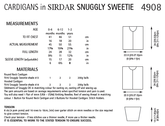 Sirdar 4908 Hats Cardigans in Snuggly Sweetie (PDF) Knit in a Box