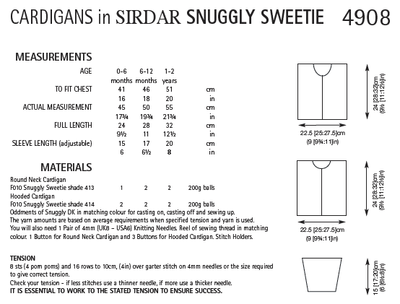 Sirdar 4908 Hats Cardigans in Snuggly Sweetie (PDF) Knit in a Box