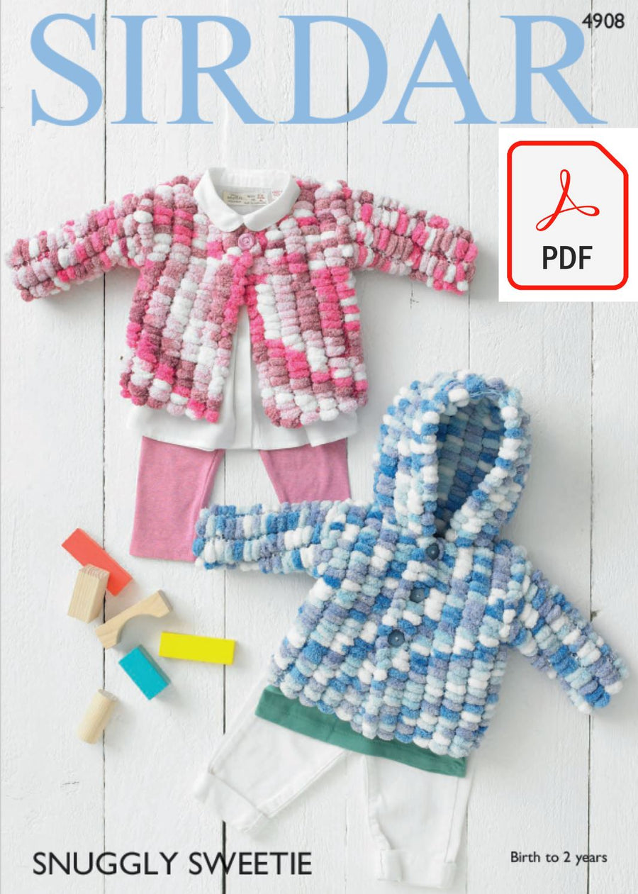 Sirdar 4908 Hats Cardigans in Snuggly Sweetie (PDF) Knit in a Box 