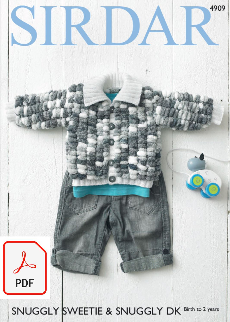 Sirdar 4909 Jacket in Snuggly Sweetie and Snuggly DK (PDF) Knit in a Box 