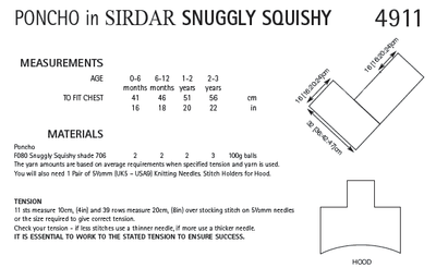 Sirdar 4911 Poncho in Snuggly Squischy (PDF) Knit in a Box