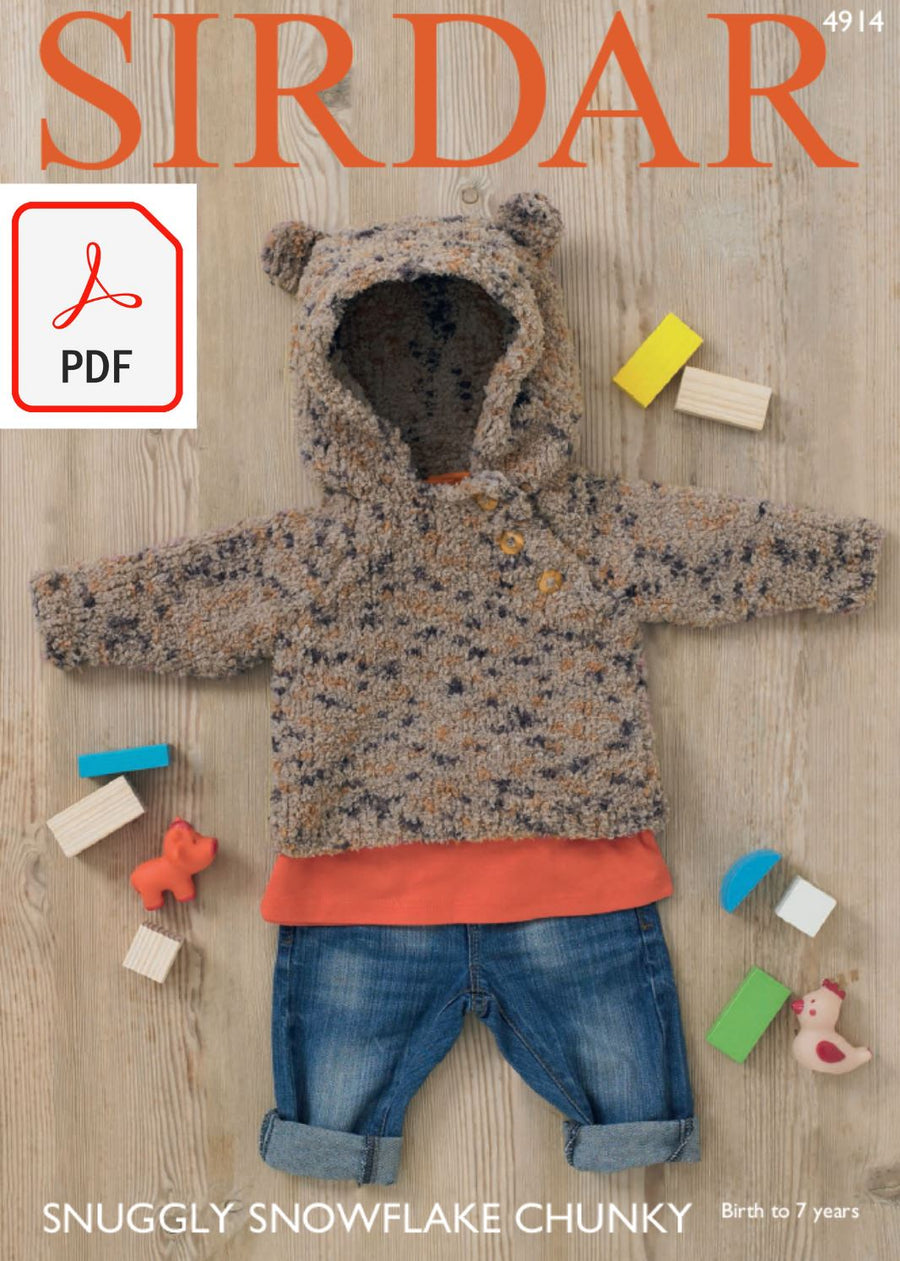 Sirdar 4914 Hoodie in Snuggly Snowflake Chunky (PDF) Knit in a Box 