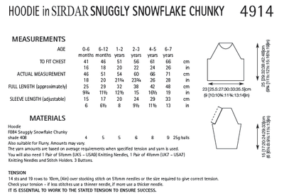 Sirdar 4914 Hoodie in Snuggly Snowflake Chunky (PDF) Knit in a Box