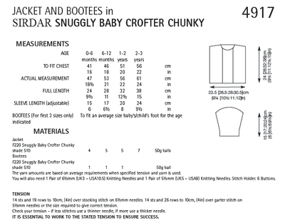 Sirdar 4917 Jacket and Bootees in Snuggly Baby Crofter Chunky (PDF) Knit in a Box