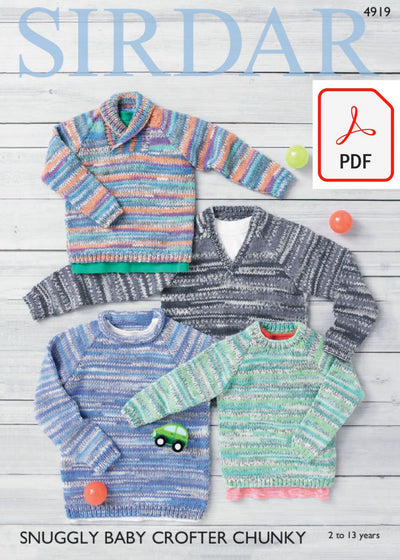 Sirdar 4919 Sweaters in Snuggly Baby Crofter Chunky (PDF) Knit in a Box