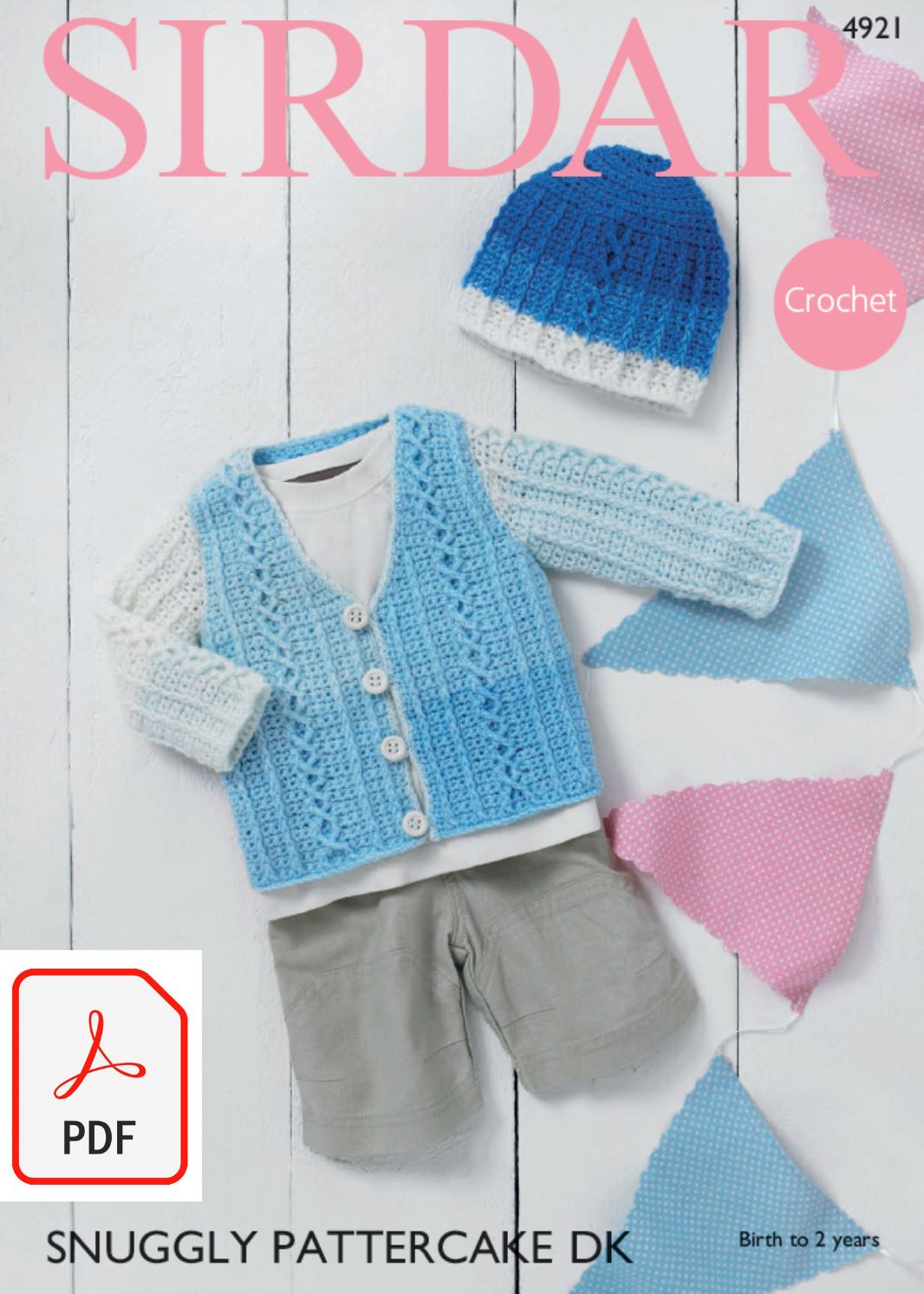 Sirdar 4921 Cardigan and Hat in Snuggly Pattercake DK (PDF) Knit in a Box