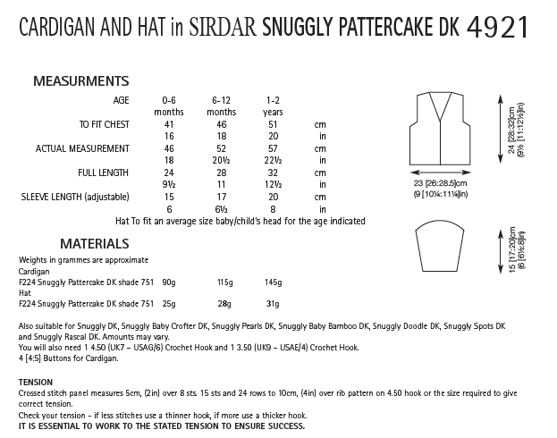Sirdar 4921 Cardigan and Hat in Snuggly Pattercake DK (PDF) Knit in a Box