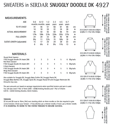 Sirdar 4927 Sweaters in Snuggly Doodle DK (PDF) Knit in a Box