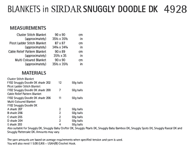 Sirdar 4928 Blankets in Snuggly Doodle DK (PDF) Knit in a Box