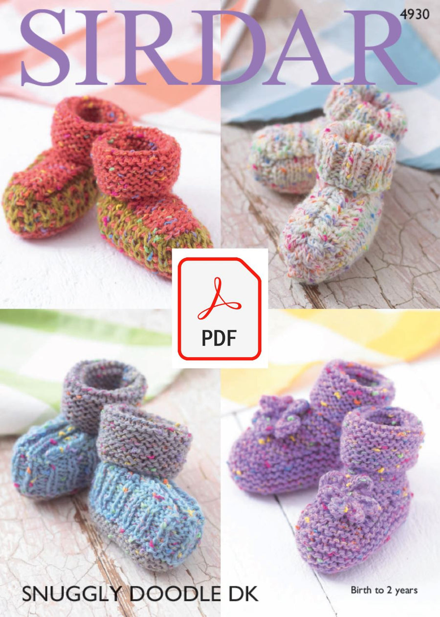 Sirdar 4930 Bootees in Snuggly Doodle DK (PDF) Knit in a Box 