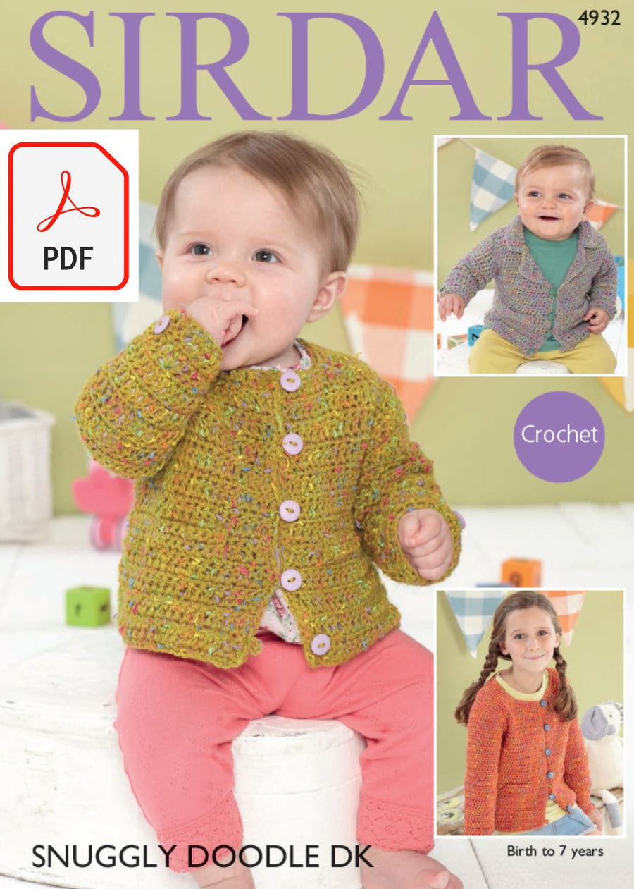 Sirdar 4932 Collared Blazer and Girl´s Channel-Style Jackets in Snuggly Doodle DK (PDF) Knit in a Box 