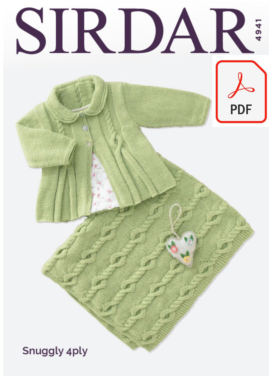 Sirdar 4941 Baby Girl´s Matinee Coat and Blanket in Snuggly 4 Ply (PDF) Knit in a Box 