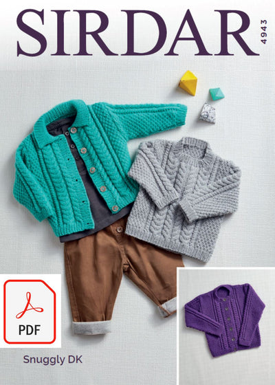 Sirdar 4943 Baby´s and Girl´s Cardigans and Sweater in Snuggly DK (PDF) Knit in a Box
