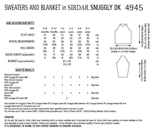 Sirdar 4945 Sweater and Blanket in Snuggly DK (PDF) Knit in a Box