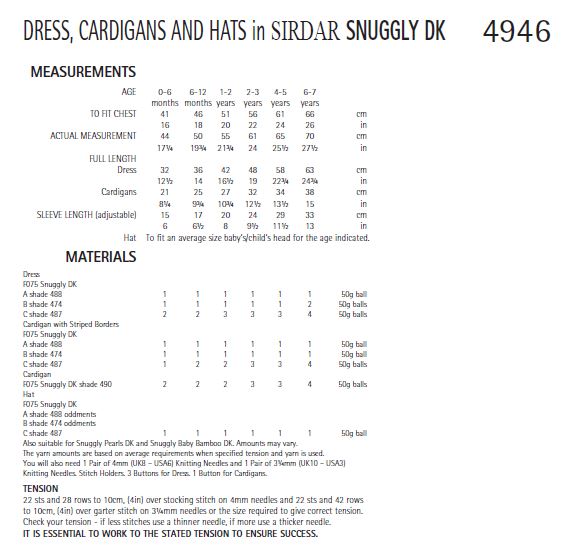 Sirdar 4946 Dress, Cardigans and Hats in Snuggly DK (PDF) Knit in a Box