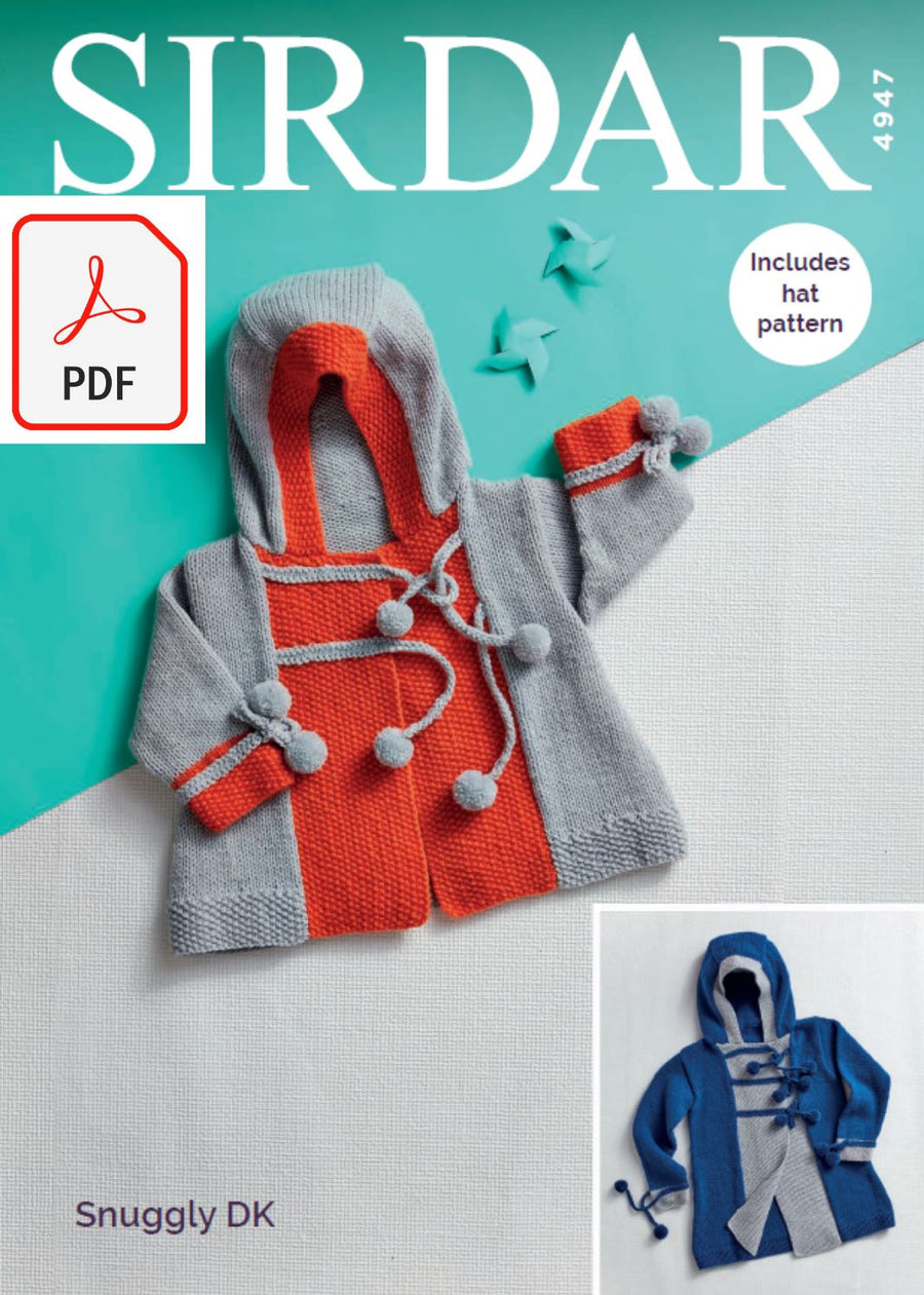 Sirdar 4947 Coat and Hats in Snuggly DK (PDF) Knit in a Box 