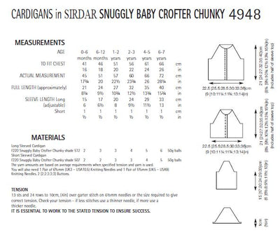 Sirdar 4948 Cardigans in Snuggly Baby Crofter Chunky (PDF) Knit in a Box