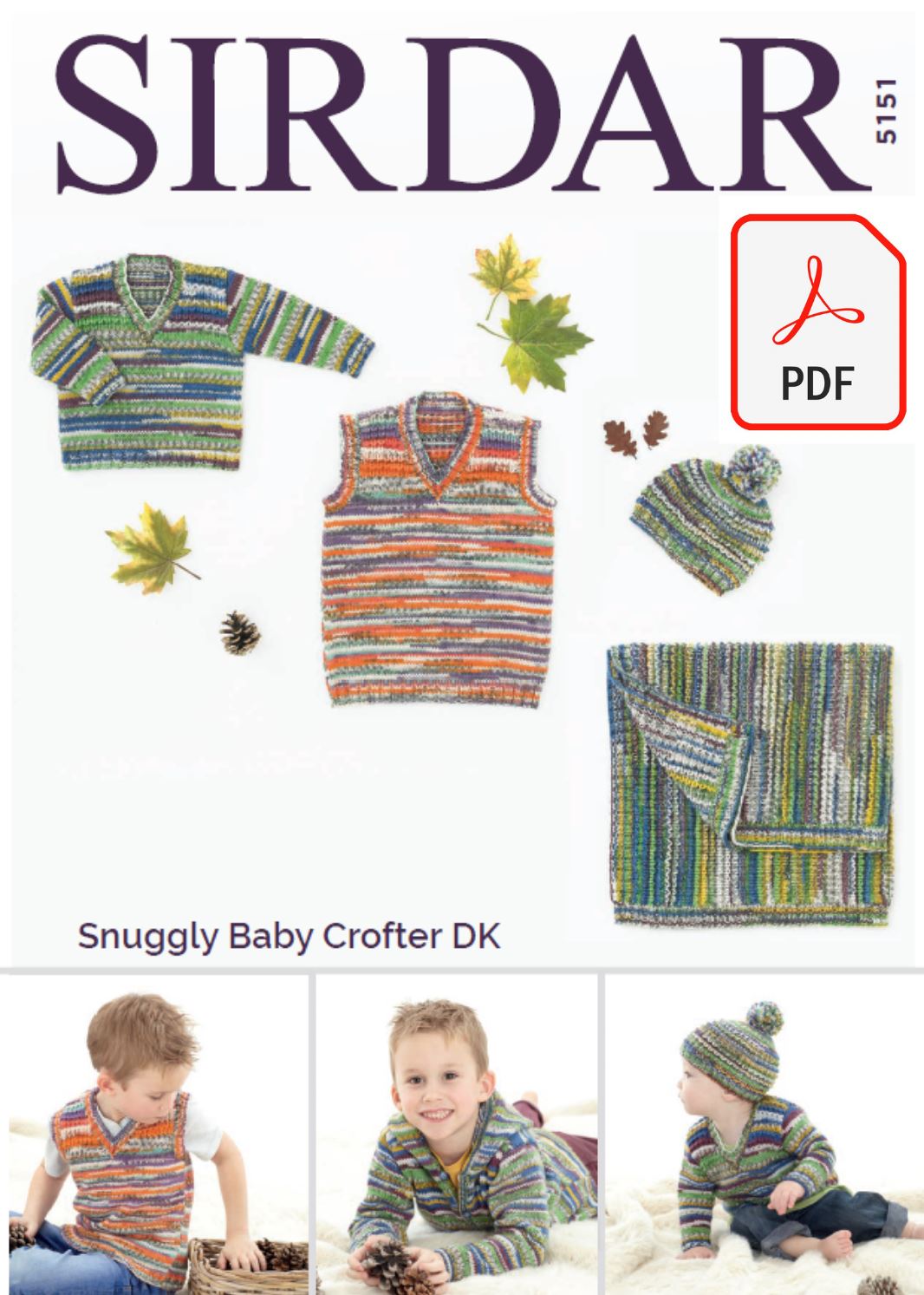 Sirdar 5151 Sweater, Tank, Hat and Blanket in Snuggly Baby Crofter DK (PDF) Knit in a Box