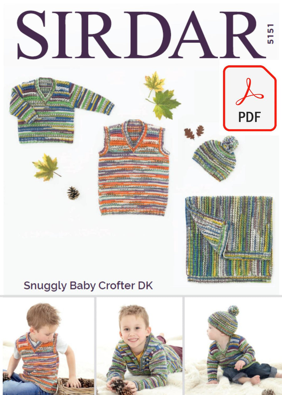 Sirdar 5151 Sweater, Tank, Hat and Blanket in Snuggly Baby Crofter DK (PDF) Knit in a Box 