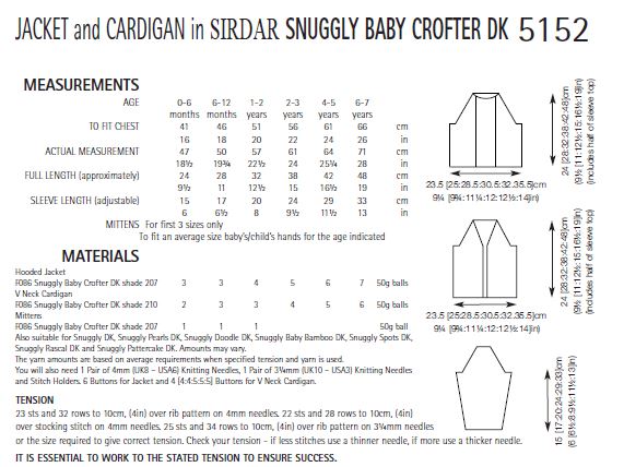 Sirdar 5152 Jacket and Cardigan in Snuggly Baby Crofter DK (PDF) Knit in a Box