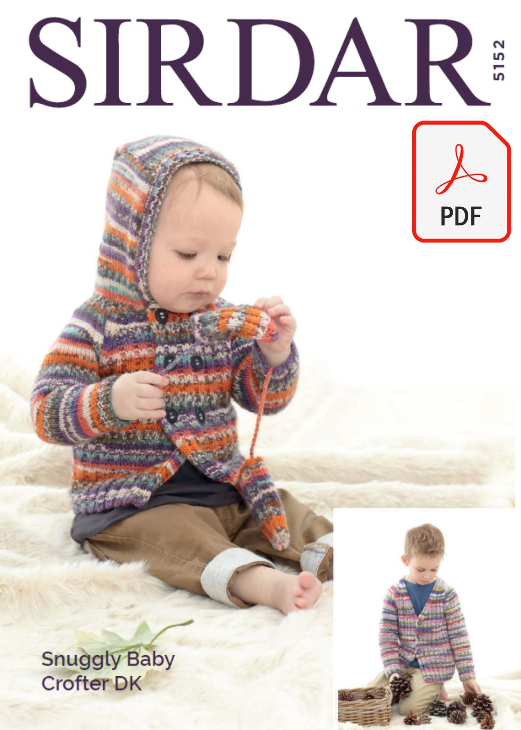 Sirdar 5152 Jacket and Cardigan in Snuggly Baby Crofter DK (PDF) Knit in a Box