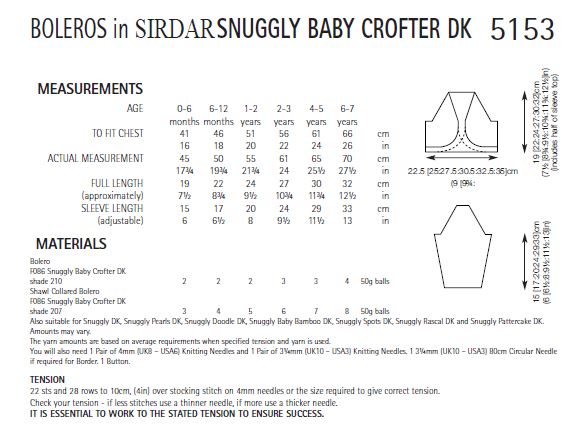Sirdar 5153 Boleros in Snuggly Baby Crofter DK (PDF) Knit in a Box