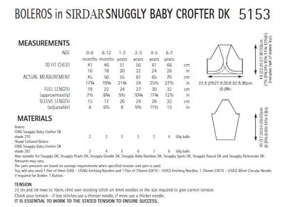 Sirdar 5153 Boleros in Snuggly Baby Crofter DK (PDF) Knit in a Box