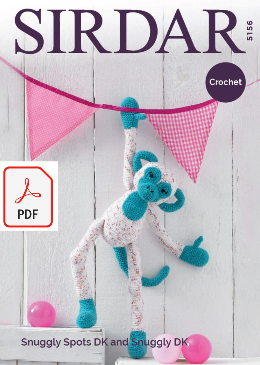 Sirdar 5156 Crochet Monkey in Snuggly Spots DK and Snuggly DK (PDF) Knit in a Box 