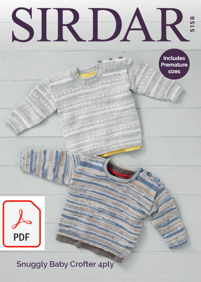 Sirdar 5158 Sweaters in Snuggly Baby Crofter 4 Ply (PDF) Knit in a Box