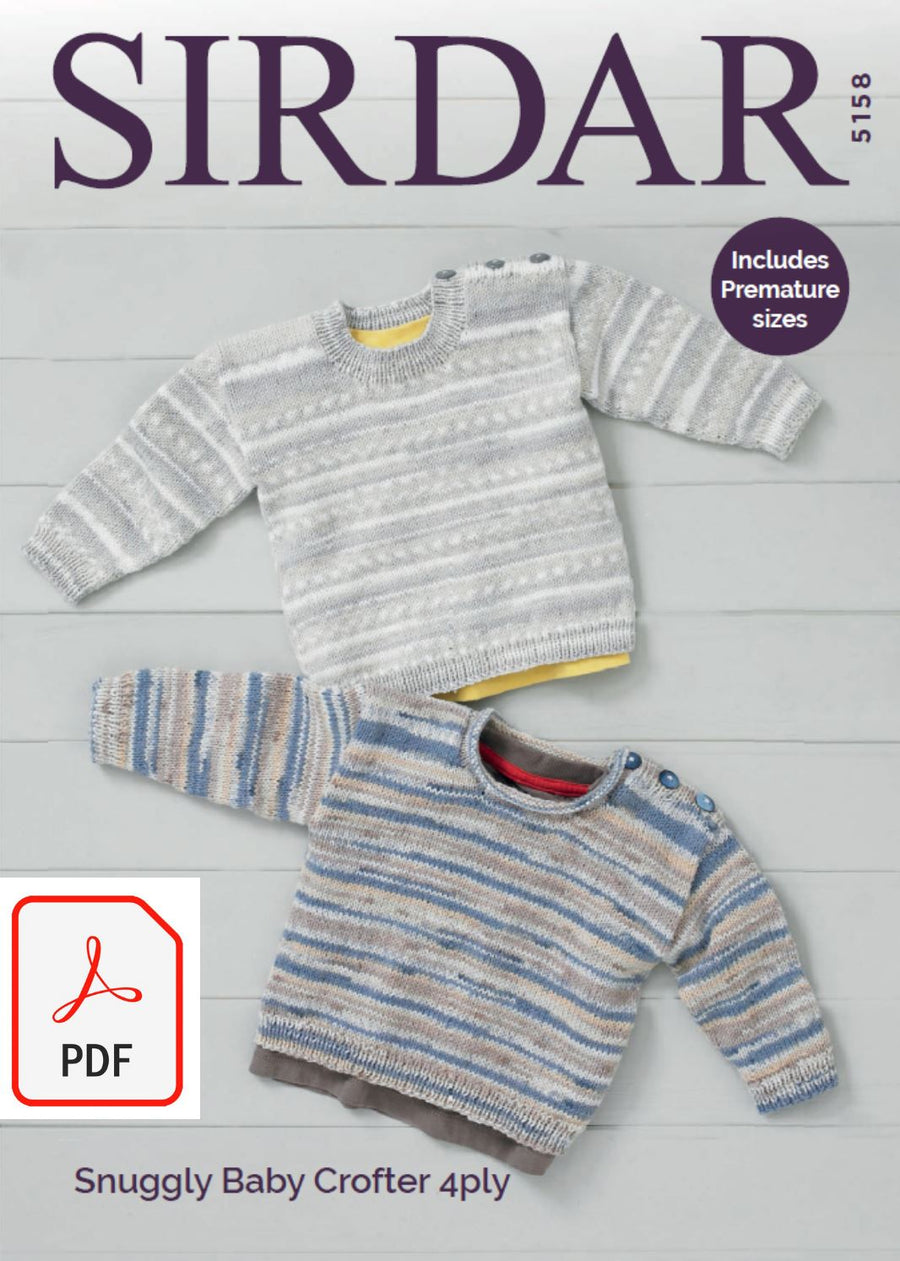 Sirdar 5158 Sweaters in Snuggly Baby Crofter 4 Ply (PDF) Knit in a Box 