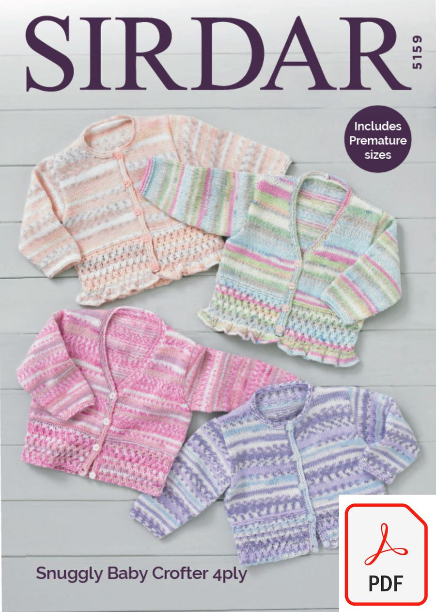 Sirdar 5159 Cardigans in Snuggly Baby Crofter 4 Ply (PDF) Knit in a Box 