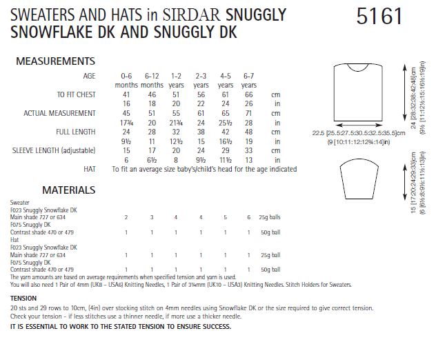 Sirdar 5161 Sweaters and Hats in Snuggly Snowflake DK and Snuggly DK (PDF) Knit in a Box