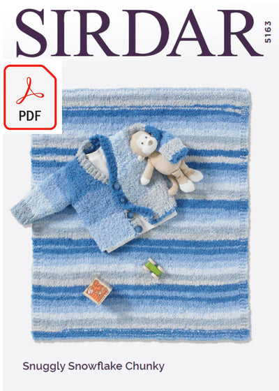 Sirdar 5163 Baby Boy´s Cardigan and Blanket in Snuggly Snowflake Chunky (PDF) Knit in a Box