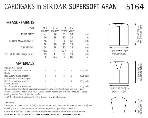 Sirdar 5164 Cardigans in Supersoft Aran (PDF) Knit in a Box